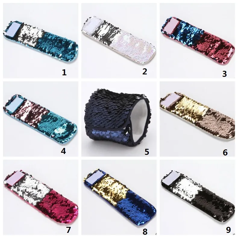 Menina mágica lantejoula sereia pulseira de lantejoulas pulseira bangle diy glitter diy brilho sereia lantejoula pulseira pulseira manguito 14 cores