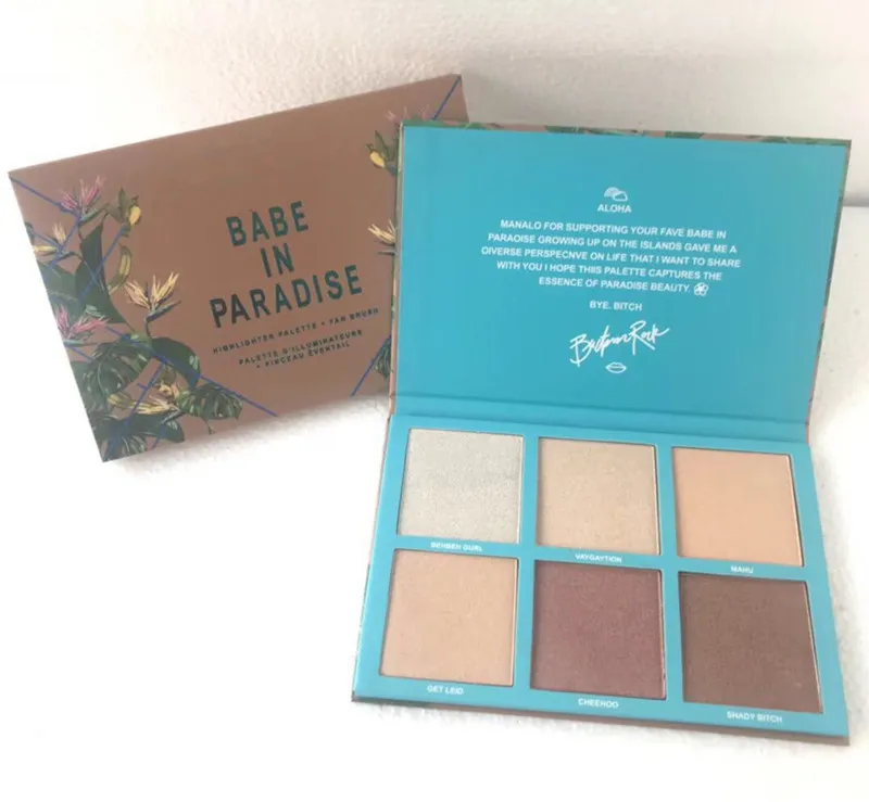 Maquillage de marque le plus récent Surligneur de visage 6 couleurs Palette Babe IN Paradise Bronzers Surligneurs Illuminateur de haute qualité Maquillage DHL expédition