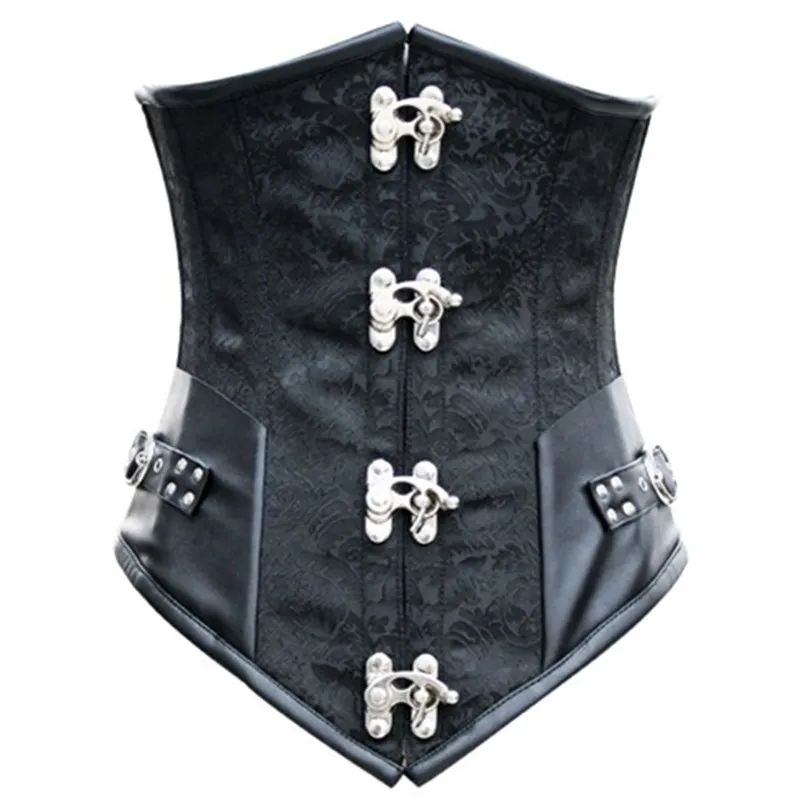 Corsetto sexy con lacci in acciaio disossato nero Steampunk corsetto sottoseno XXL