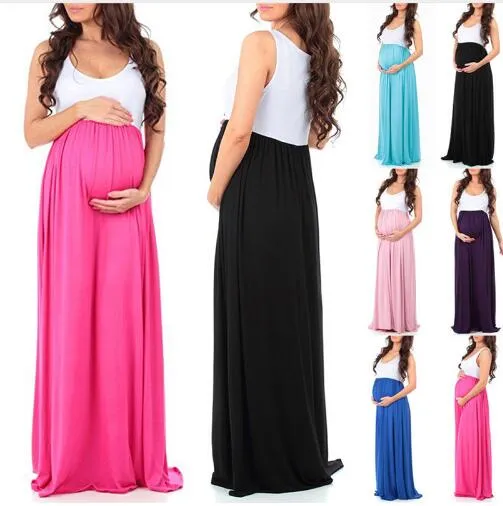 妊娠中の女性のためのマタニティドレスサマーを着る妊婦のためのビーチの袖なし妊娠ドレス