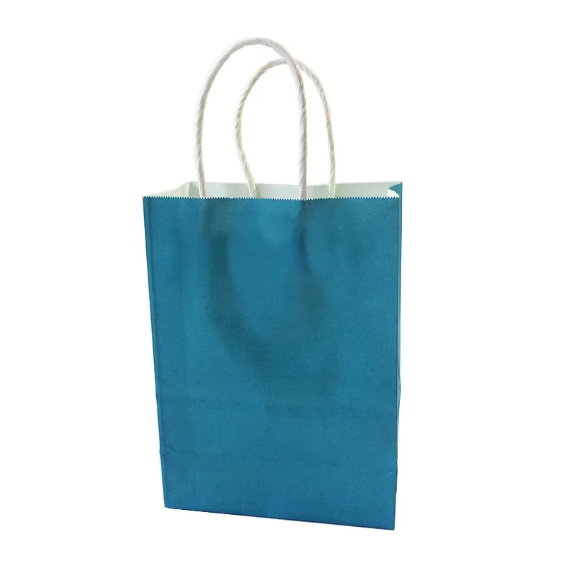 pack kraft kağıt hediye çantası 21x15x8cm düz renkli butik mağaza festivali Handle9970480 ile hediye sarma çantaları