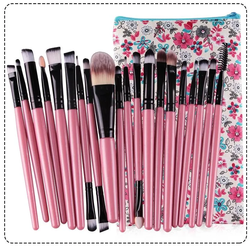 Professionell Makeup Brush Set Trähandtag Makeup Toalettsaker Kit Ull Make Up Brush Set With Holder Bag