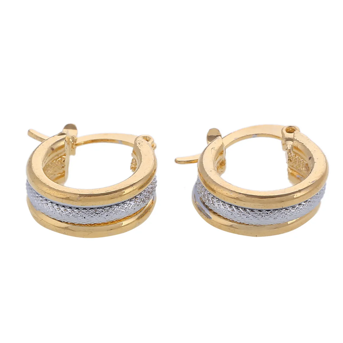 Two Tone Bonded Unique Design Texture Hoop Stud Earrings African Dubai India Earring
