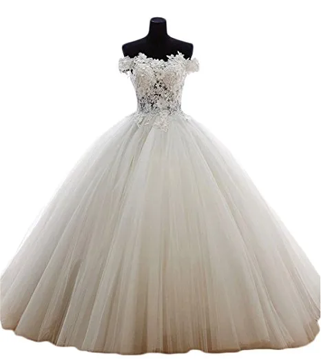 2018 Sexy Bateau Vestido de fiesta de encaje Vestido para quinceañeras con apliques de tul de talla grande Vestido dulce 16 Vestido vestidos Debutante BQ141