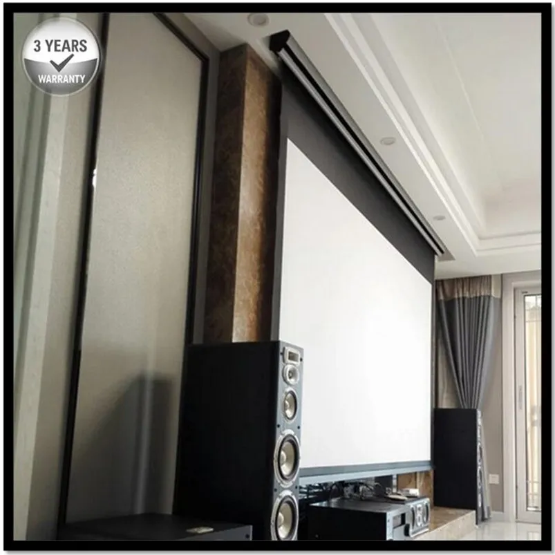 Tabela premium, 16: 9, 4K / 3D Tensioned Electric Motorized Projector Screen, PVC Front Projection Matte Cinza