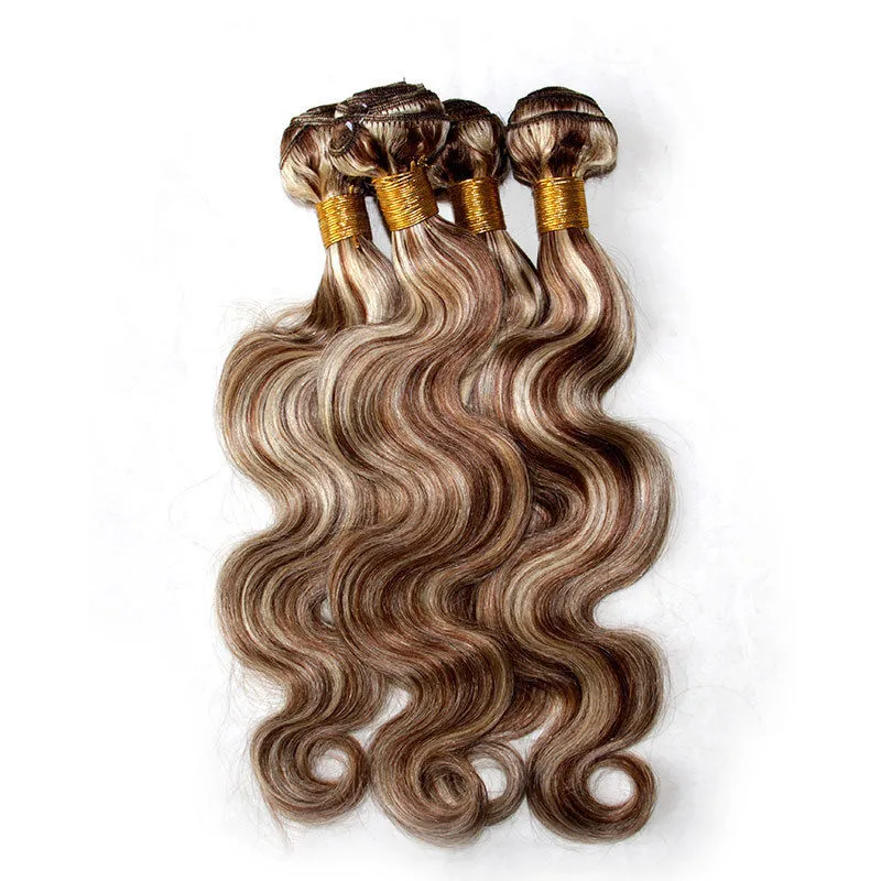 Highlight Brown Blonde Body Wave Tissages de cheveux humains Mix Couleur 8/613 Piano Tissages de cheveux humains pour les femmes noires et blanches Fast Ship