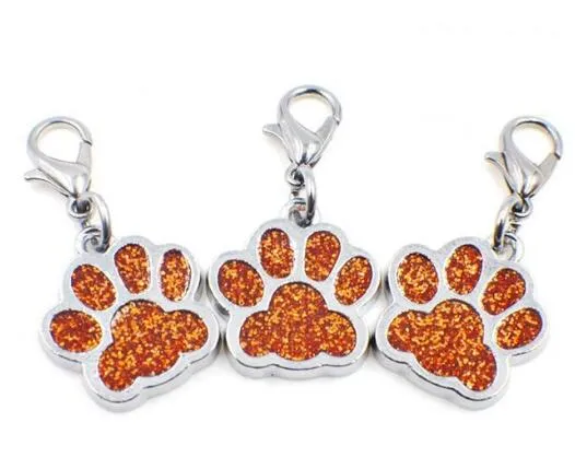 50 stks / partij Bling Dog Bear Paw Footprint met Lobster Clasp DIY Hang Hanger Charms Fit voor Sleutelhangers Ketting Bag Maken