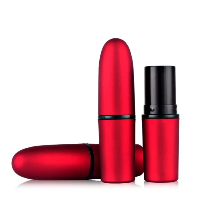 Proiettile Vuoto 121mm Contenitore balsamo labbra Balsamo labbra Moda Tubo rossetto fresco Colore rosso smerigliato Cosmetico fai da te New Fashion6242296