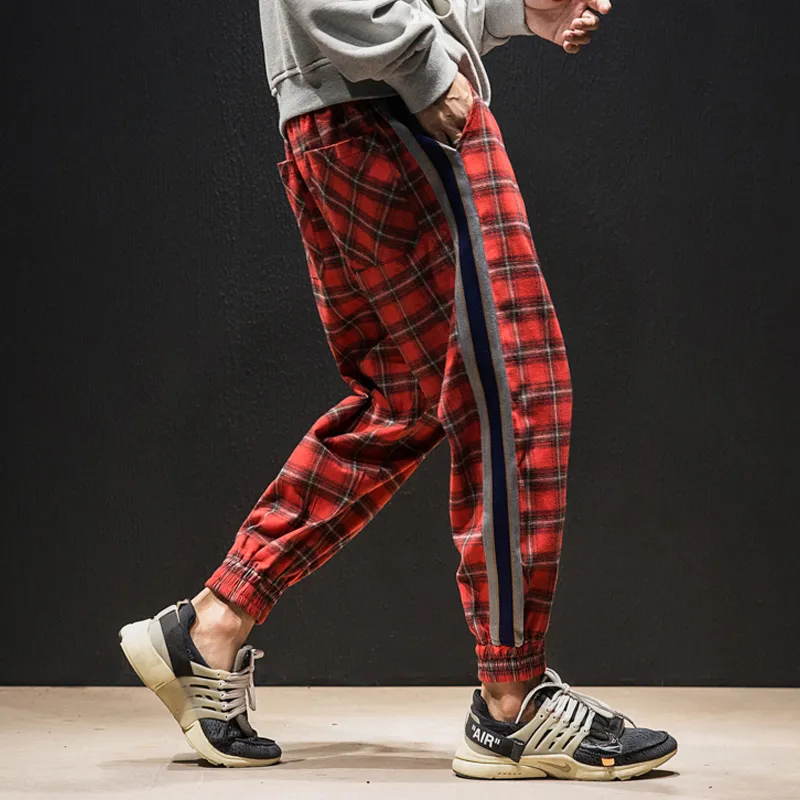 Mens Plaid Harem Pants: Streetwear Style Casual Loose Fit Jogger