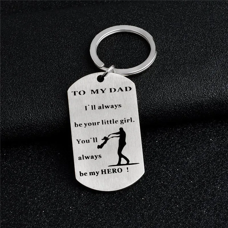 To My Dad To My Son Love Dad Love Mum Keychain Stainless Steel Tag Key Rings Holders Chain Fashion Accessories Gift