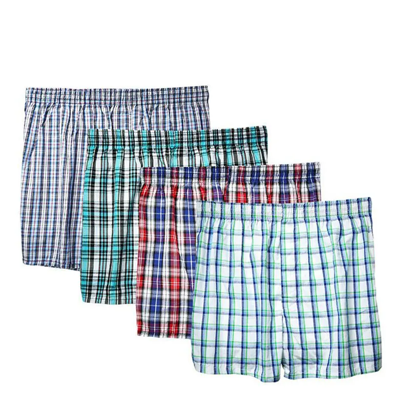 4 st / lot underkläder män bomull boxare lösa shorts män trosor stora korta boxare hem underbyxor 6xl 5xl underkläder boxer homme