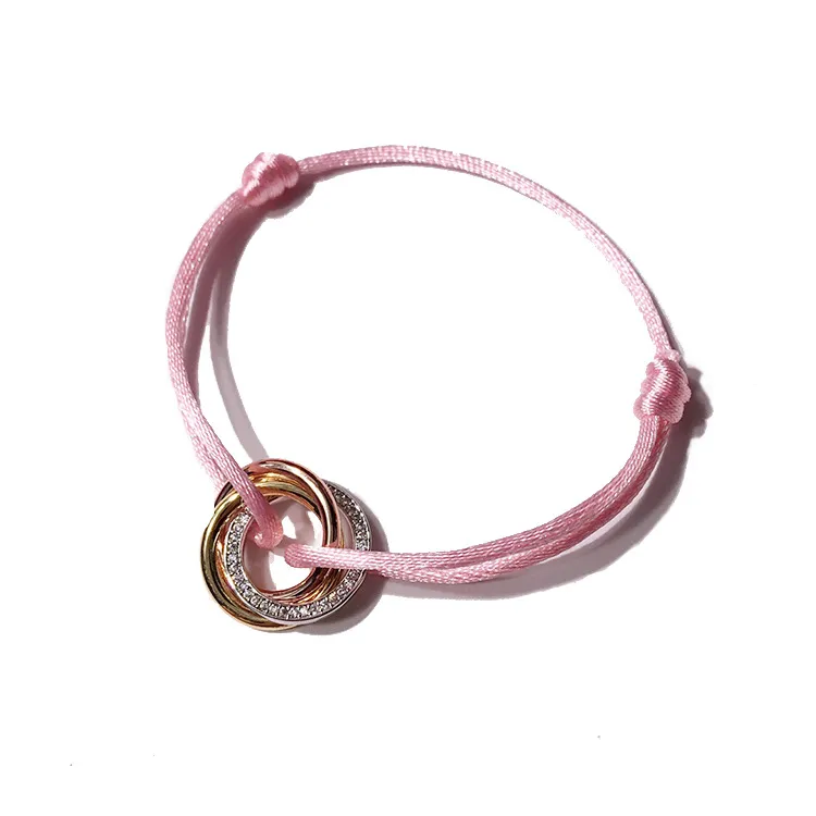 Aço Inoxidável 316L Tricíclico Carter Amor Com Pedra pulseirasBangles Pulseiras Corda Artesanal para as mulheres Da Marca de Design