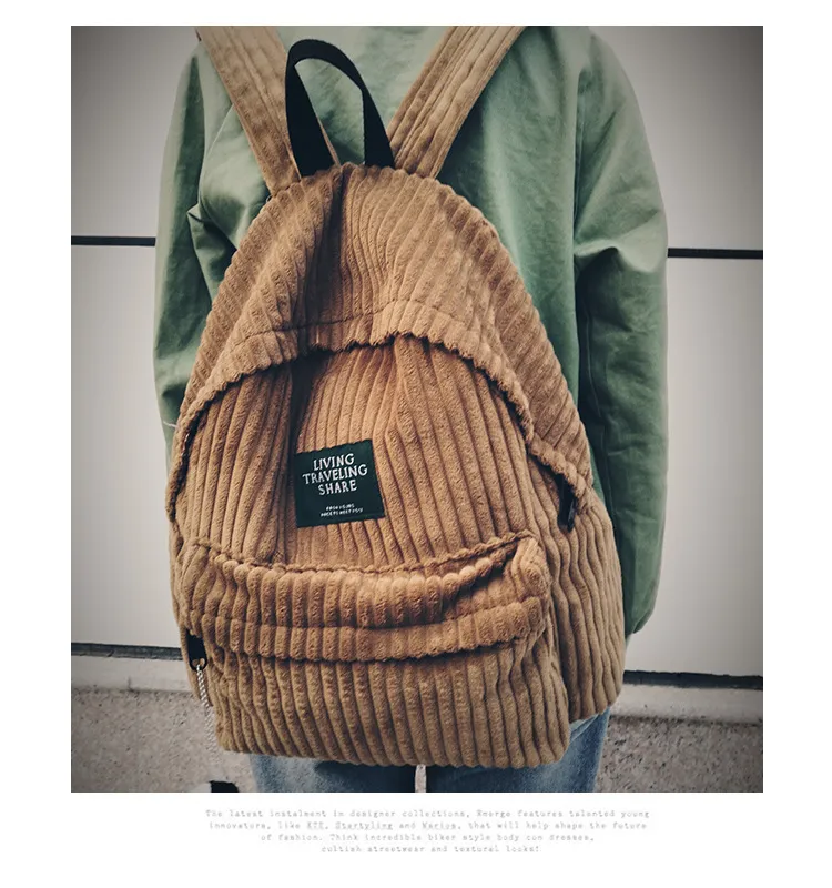 Designer Backpack Schoolbag Women School Backpack Bags Corduroy