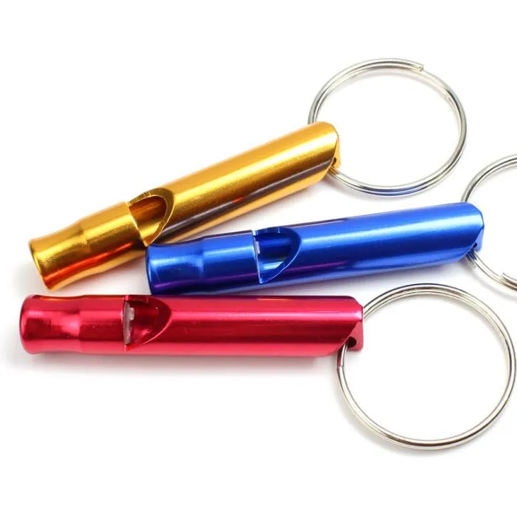 Aluminum Whistle Outdoor EDC Hiking Camping Survival Whistle with Key Chain Dog Training Whistles