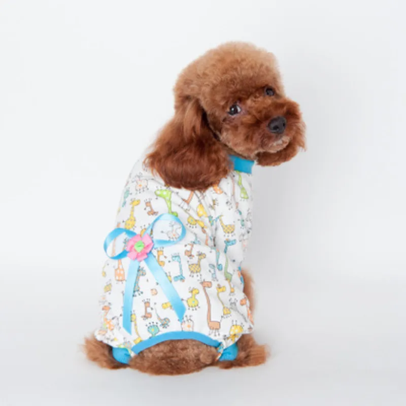 Pet dog clothes winter Home clothing dog four-legged clothes for small dogs cotton printing Teddy clothes print jumpsuit warm