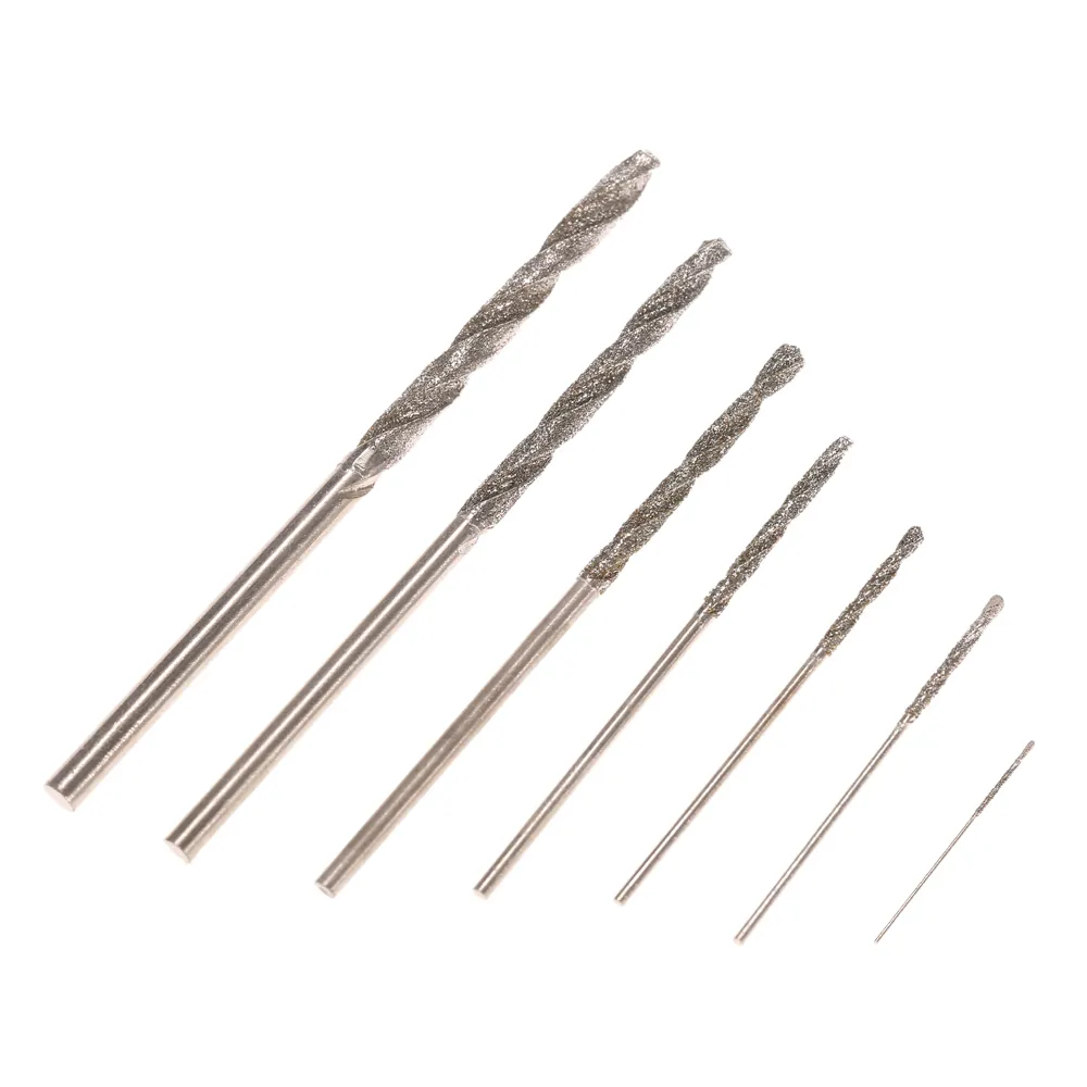 Freeshipping 7Pcs/lot Drill bits set High Hardness Diamond Coated Twist Drill Bit Set Needle Drills Jewelry Agate Fine Drilling