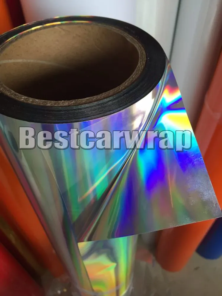Holographic Silver Cutting Vinyl Roll Self Adhesive Sticker Film For ...
