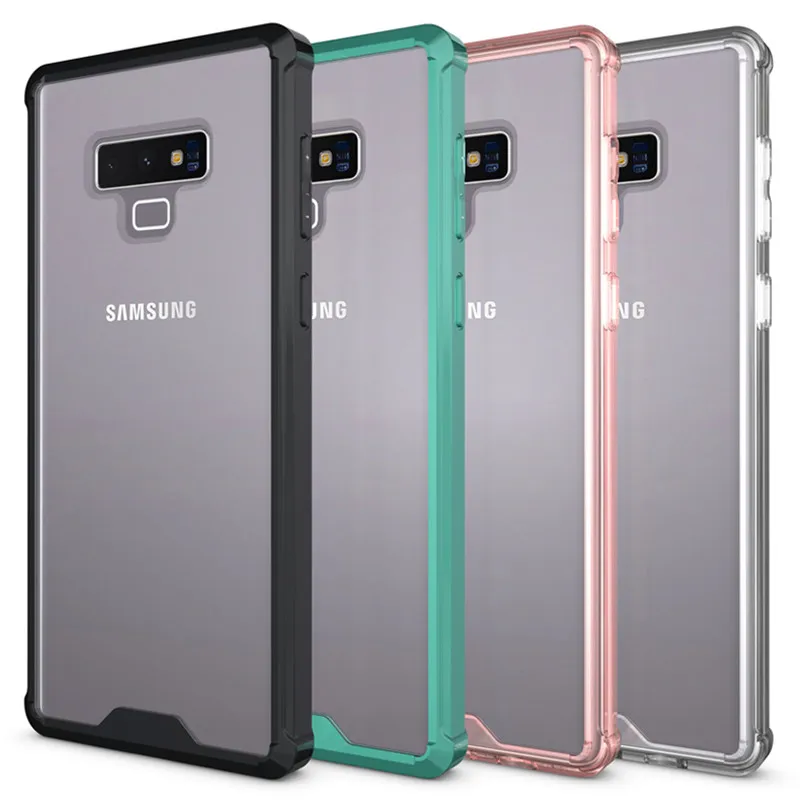 Custodia per iPhone trasparente per Samsung Galaxy Note 9 8 S9Plus S8plus A8 Anti-Knock Ibrid Soft TPU PC Hard PC Protettivo Affronta Shock Copertura