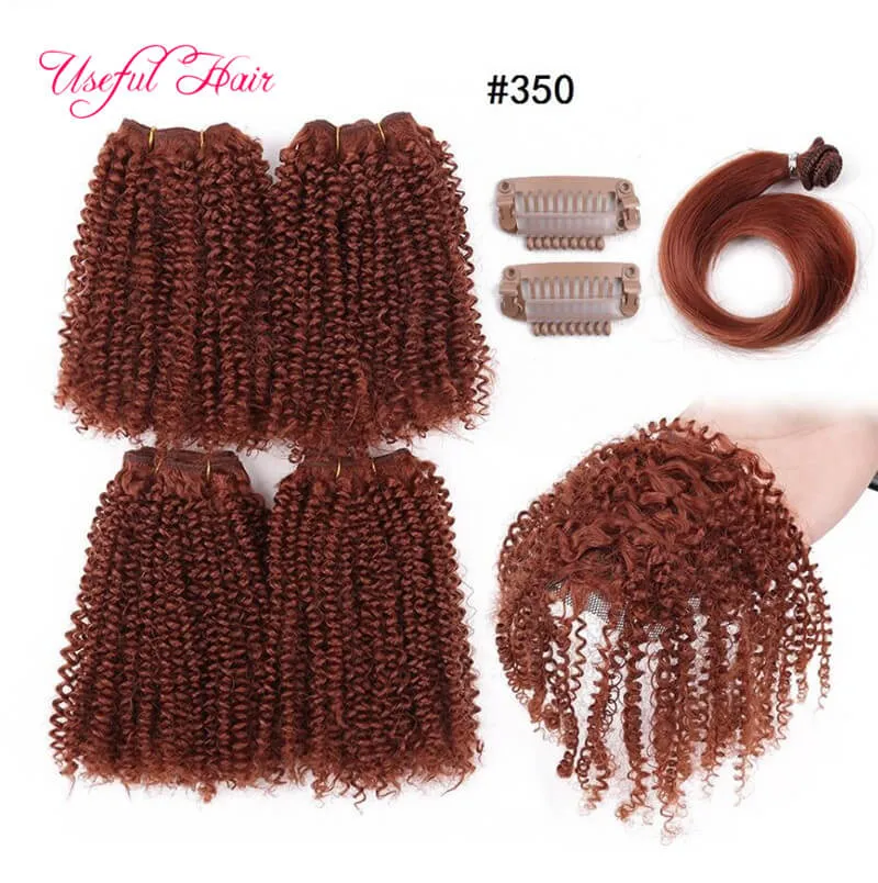kinky curly Synthetic hair weave bundles 200g 12inch Brazilian hair bundles cuticle aligned hair