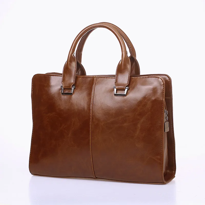 Business Briefcase Leather Men Bag Computer Laptop Handbag Man Shoulder Bag Messenger Bags Mens Travel Bags Black Brown