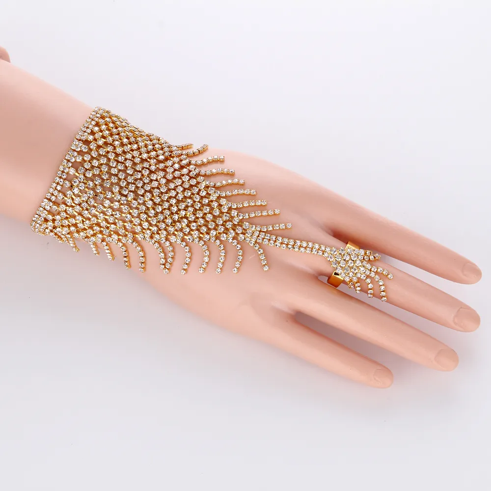 14K Gold Evil Eyelashes Hand Chain Bracelet Slave Ring Bracelet For Women |  eBay