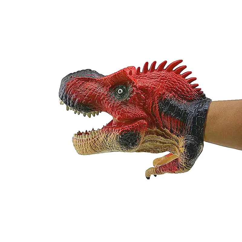 simulering plast dinosaur docka leksak mjuk vinyl pvc dinosaur djur huvud hand marionett figur leksaker handskar barn leksak modell