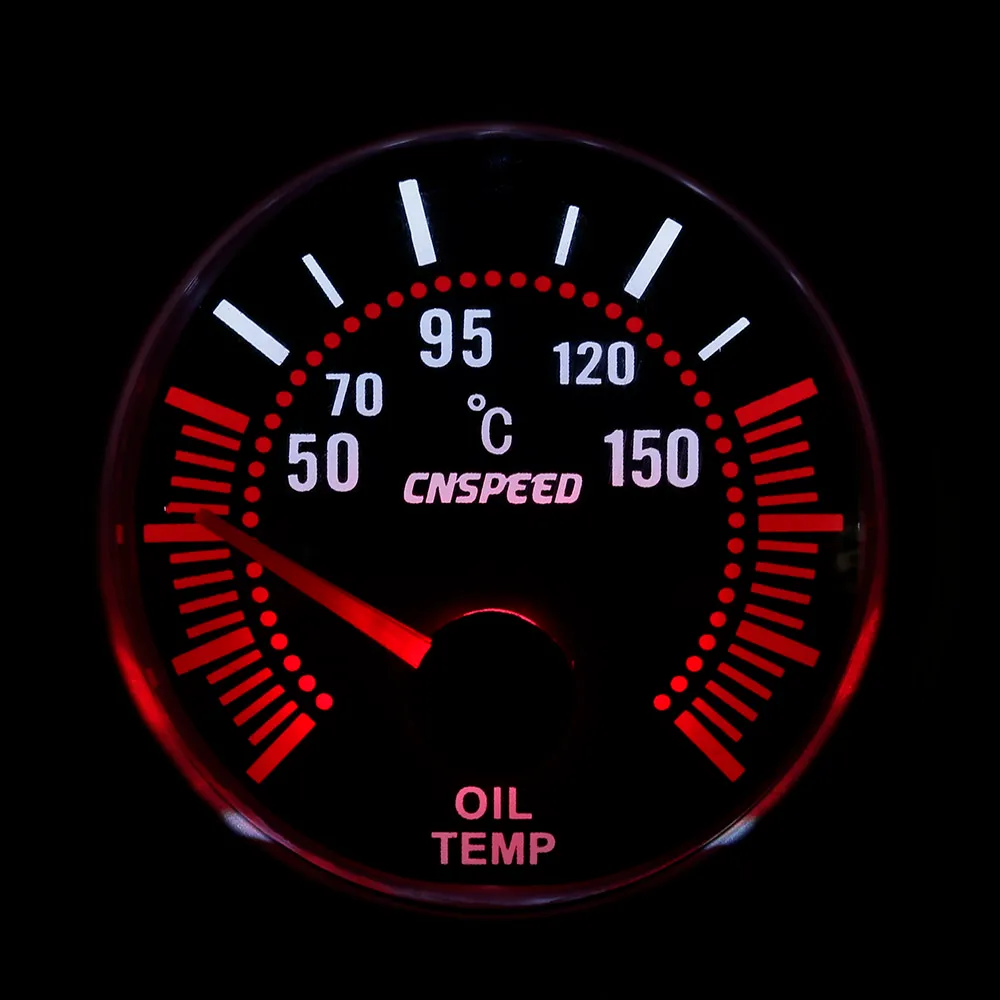 CNSPEED 52mm Universal LED Smoke Len 12V Oil Temp Gauge Meter med temperatursensor5054699