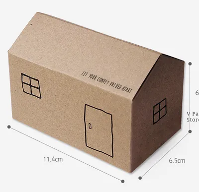 11.4x6x6.5cm House Shapecke Embalagem Doces BissCuits Pastelaria Caixa de Cozimento Caixa de Embalagem100pcs / lote