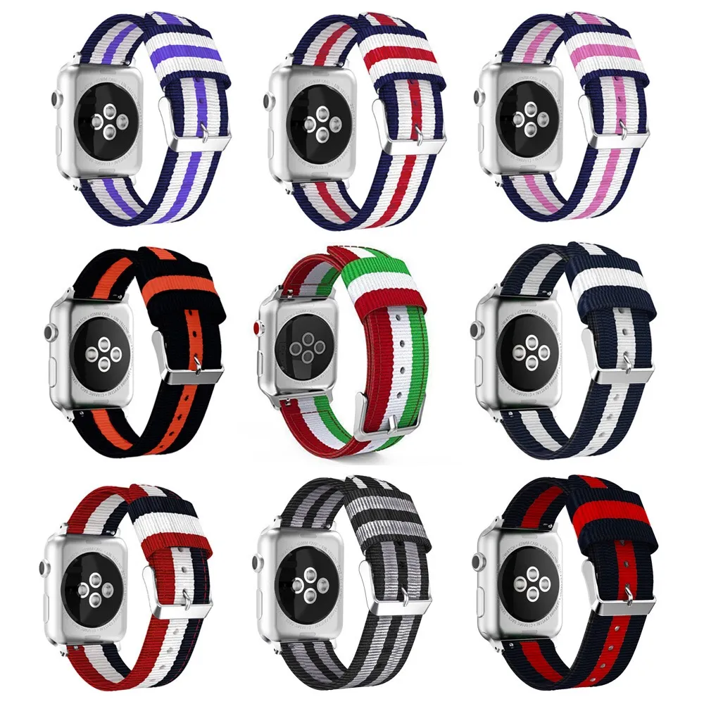 For Apple Watch Nylon Band Colorful Straps With Stainless Steel Buckle