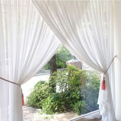 Cortinas de tul blanco puro suave baratas para sala de estar cortina transparente para tratamientos de ventana de dormitorio hilos de tela de cocina transparente