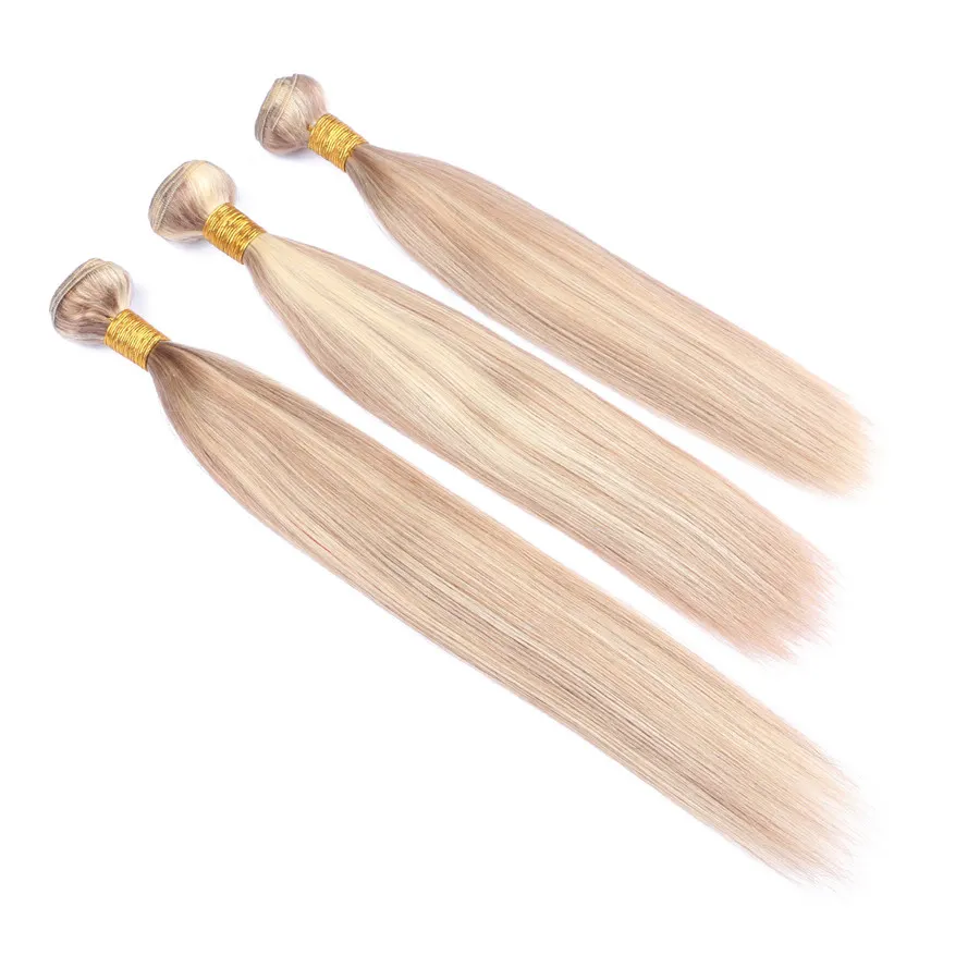 Ny ankomstpianofärg 27 613 Blond rakt mänskliga hårväv Höjdpunkt Mixed Honey Blonde Brasilian Virgin 3 Bundles wefts9888079