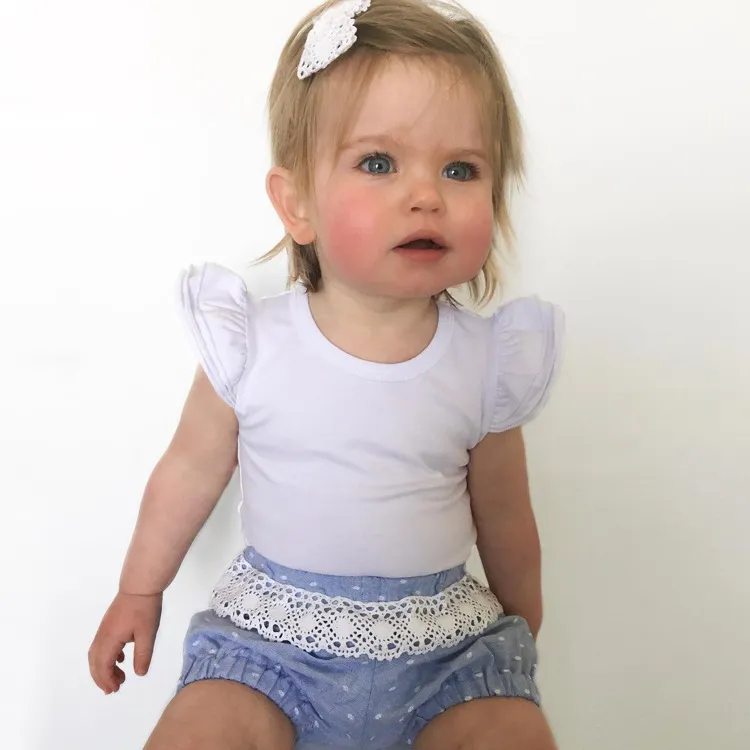 Baby meisje rompertjes 2018 nieuwe zomer baby baby kleding vlieg mouw katoen baby onesie kinderen kinderen peuter meisjes boutique kleding 8 kleuren