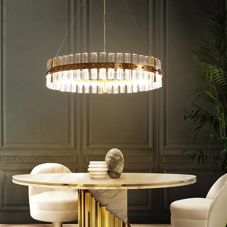 LED lustre en cristal moderne rond européen lustres en cristal de luxe luminaires lampes suspendues éclairage intérieur à la maison nouveauté