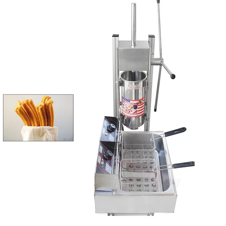 NP-283 Ticari 5L Churros Makinesi ile 12L Elektrikli Fritöz İspanyol Churros Maker Popüler Snack Ekipmanları Churro Yapma Makinesi