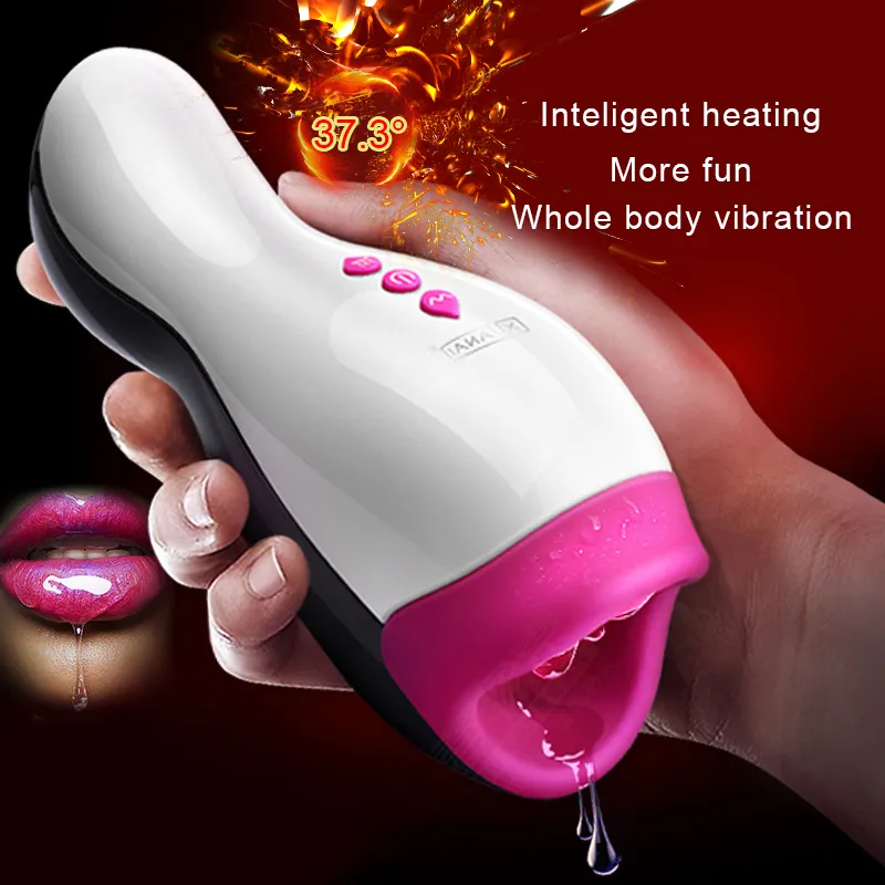 Intelligent Heating Masturbator Cup,Realistic Blowjob Sex Machine, Sex Toys for Men,Male Suck/Licking Penis Massage Cup Sex Shop S18101609