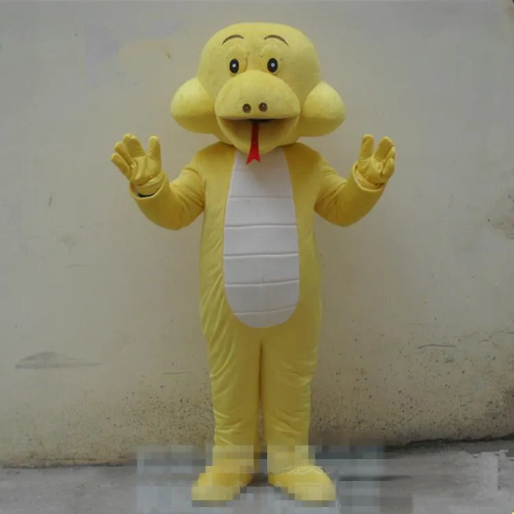 2018 rabatt fabriksförsäljning tecknad orm maskot kostym halloween jul gul orm dålig gay karneval klänning