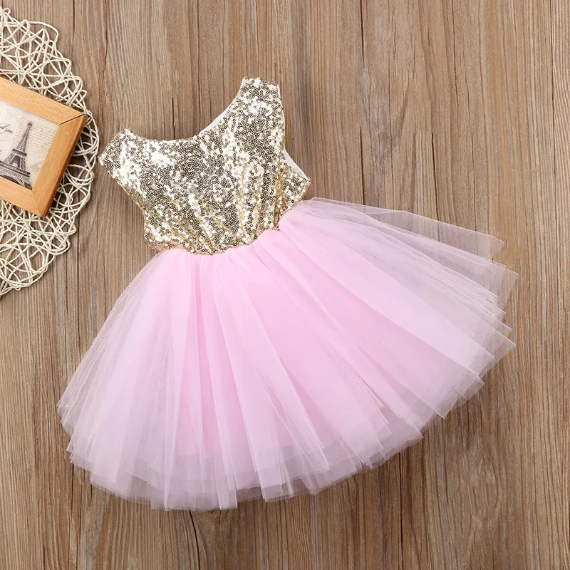 Back Hollow Out Little Girls Dresses Fashion Patchwork Online Shopping Princess Tulle paljett Prom Dress 180324011108911