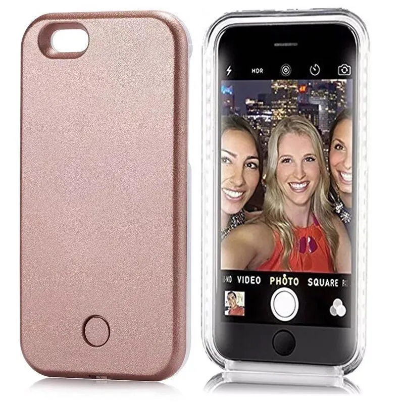 Fodral för iPhone 7 6 6s Plus 5 Flash Selfie Light Up Glödande Lyxtelefon Väska till Apple iPhone 6s 7S plus lock