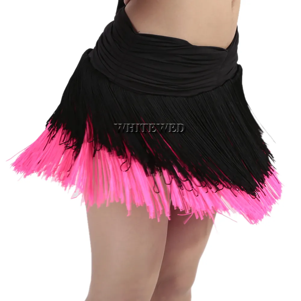 Jupe De Danse Latine à Franges Avec Pompons - Courte, Irrégulière - Pour Tango, Salsa, Cha-cha - Taille Élastique - Lavage Main