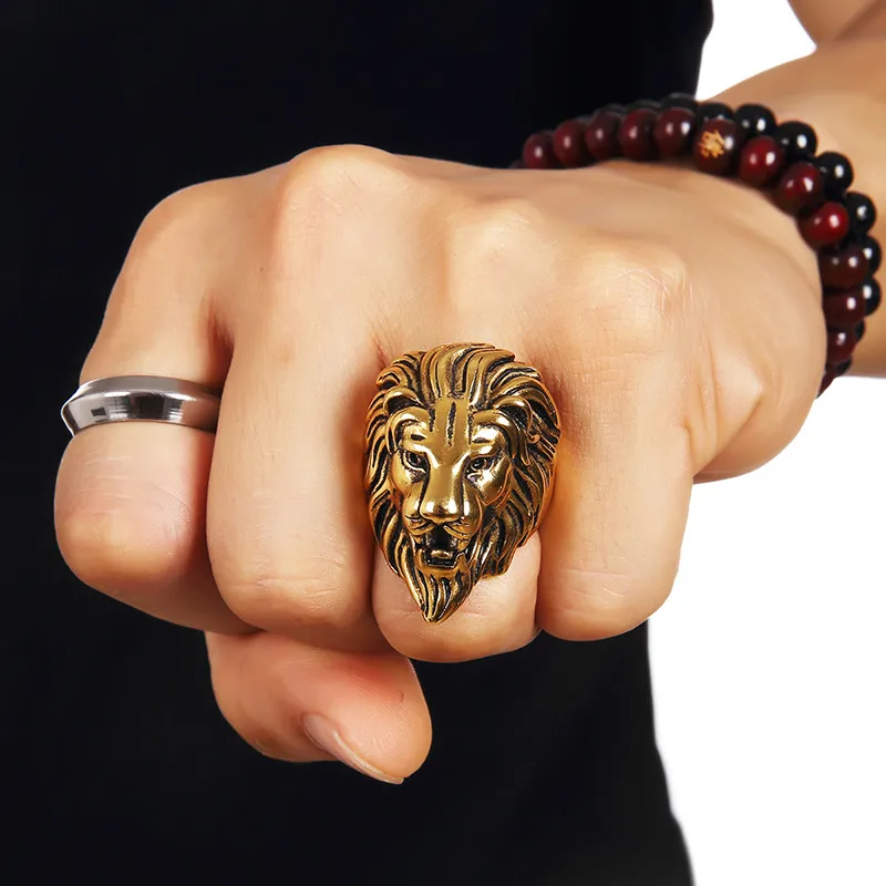 2018 La nouvelle bague, hip hop, tête de lion, chef indien, bague Jésus de qualité en or 18 carats, livraison gratuite.