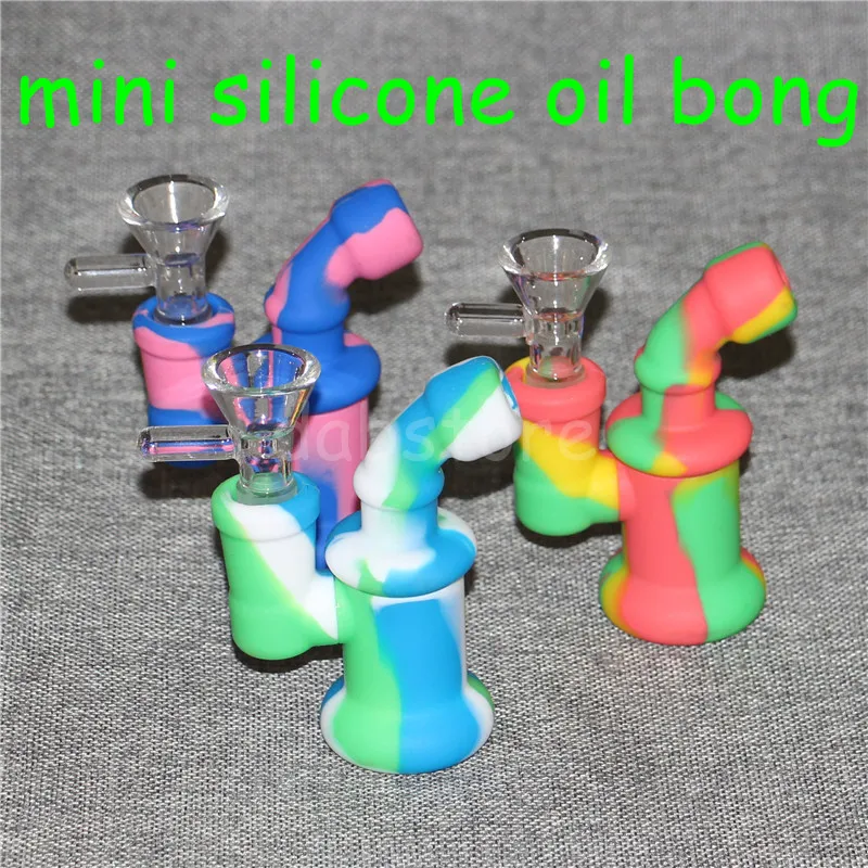 Silicone Oil Burner Bubbler water Bong pipe small burners pipes bubbler dab rigs Oil rig for smoking mini heady beaker Bongs