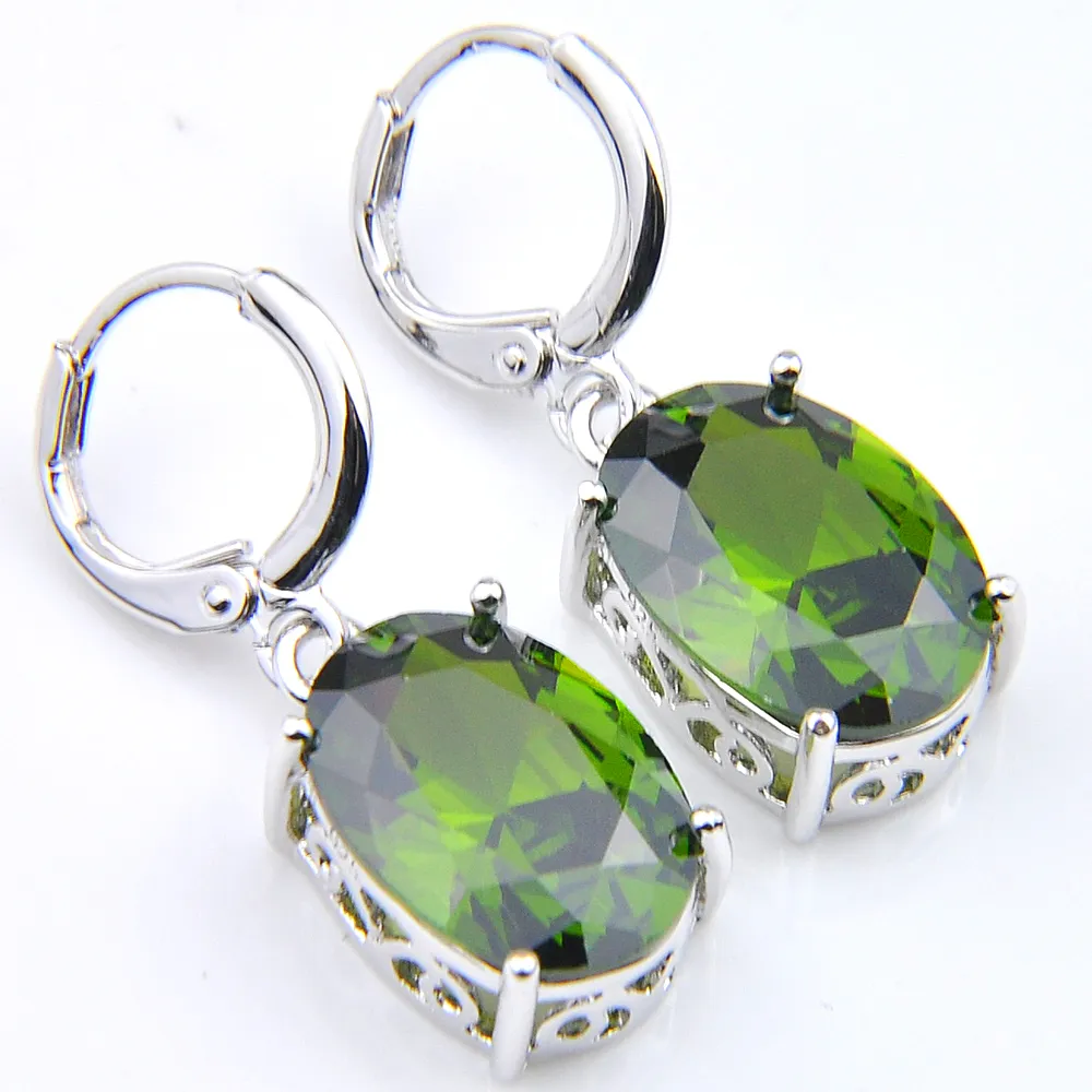 Roman Luckyshine Mode Vintage Feuer Peridot Zirkonia 925 Silber Anhänger Halsketten Ohrringe Geschenk Hochzeit Schmuck Sets