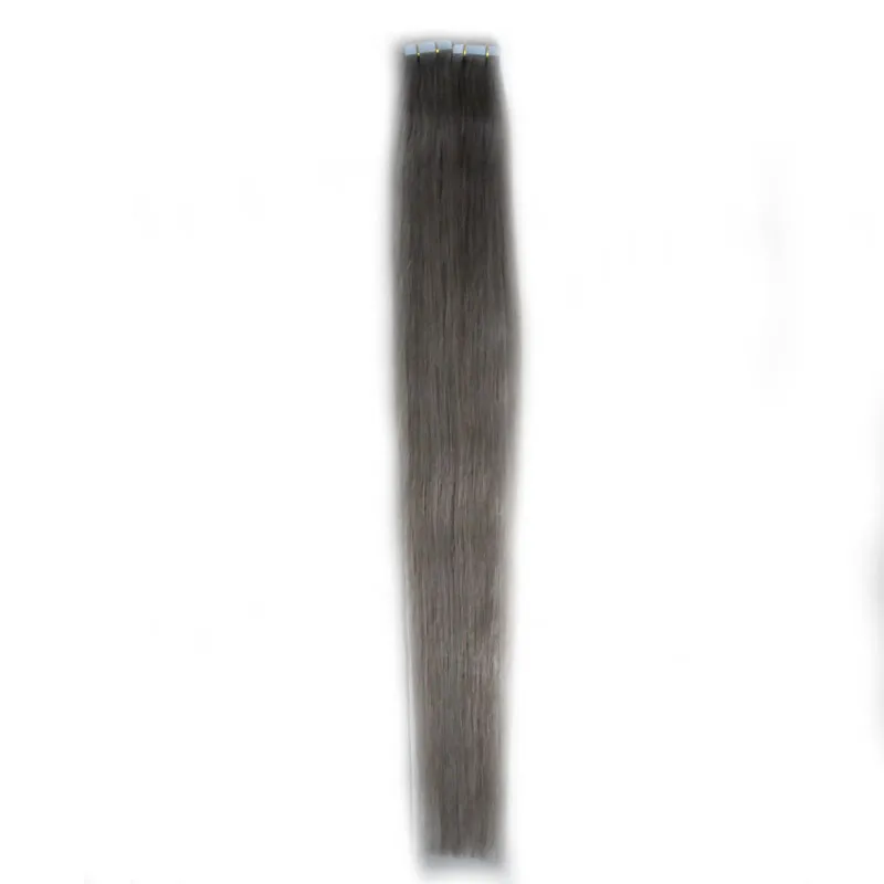 Silver Gray hair extensions tape in human hair extensions 12" 14" 16" 18" 20" 22" 24" 26" 100g 7a grey tape hair extensions