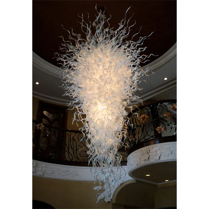 Beautiful Milky White Large Size Chandelier Pendant Lamps Art Lighting for Stair Villa Decor