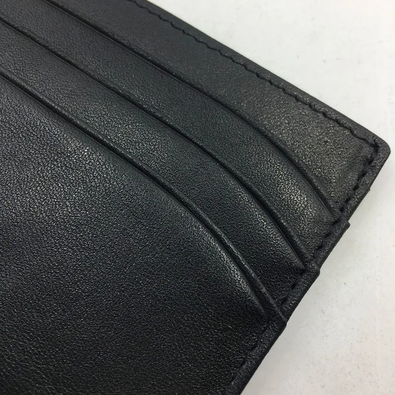 Porte-cartes de crédit en cuir véritable noir de haute qualité petit étui pour carte d'identité sac à main formel hommes d'affaires minces porte-cartes portefeuille poche à monnaie sac de poche mince