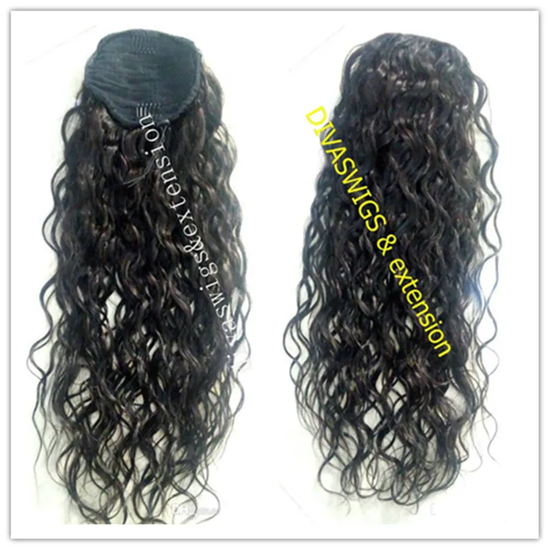 New brasileiro do cabelo humano ponytail clipe 10-24inch no cabelo alta Curly Wavy cordão extensão do cabelo rabo de cavalo para mulheres preto 140g