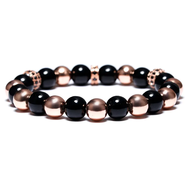 New Fashion Black Obsidian Stone Beads Bracelet Luxury Shambala Charm Strand Chain For Men Handmade Jewelry Accessories