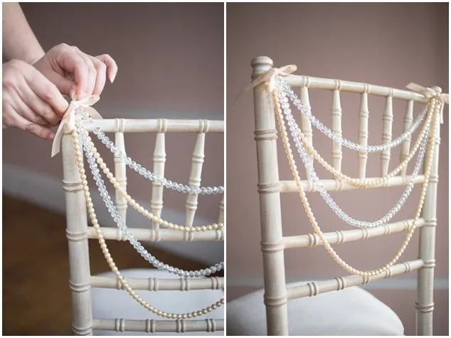 50 pezzi Perla e cristallo acrilico perlina ghirlanda per Chiavari sedia decorazione Chiavari sedia Sash Chair Cap