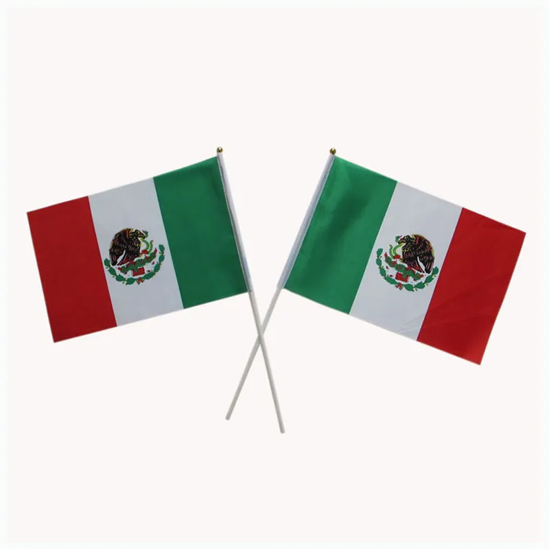 14 21 Cm Große Mexiko Flagge Mit Weißem Stab Und Goldener Spitze, Ganz Aus  Polyester, Gute Qualität, Kleine Nationalflaggen, 100 Stück, LOT235C Von  21,32 €