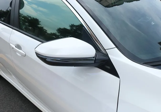 Högkvalitativ 2st CAR DOOR MIRROR SIDA DECORATION TRIM, VIEWREAR Protective Bar för Honda Civic 2016-2020